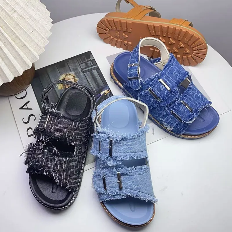 Women's Denim Flat Slippers