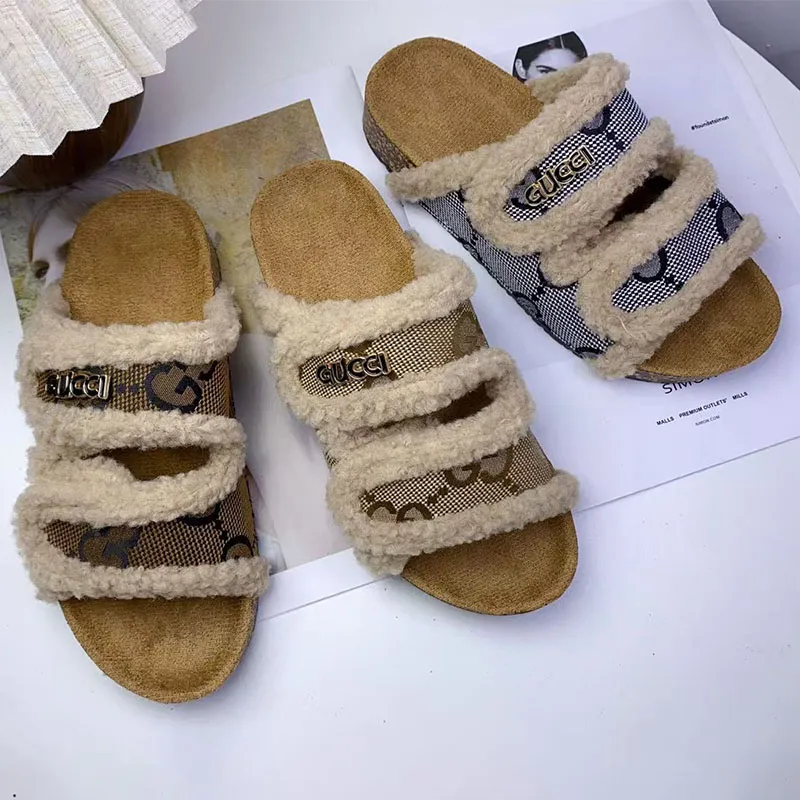 Furry Shoes Women's Outerwear Premium Feel 2025 Autumn/Winter Leather and Fur Integrated Warm Thick-soled Birkenstock Slippers